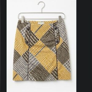 Maeve Yellow and Cream Patterned Skirt